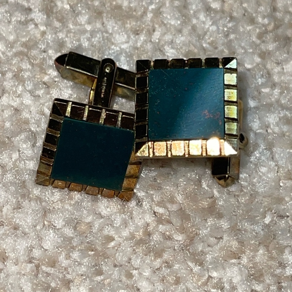 Vintage S+F Bloodstone square cuff links German-Made